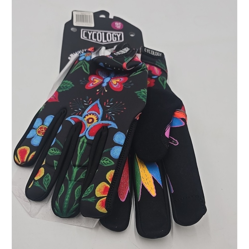 NWT Cycology Frida Winter Cycling Gloves Whimsical‎ Flowers Butterfly Boho